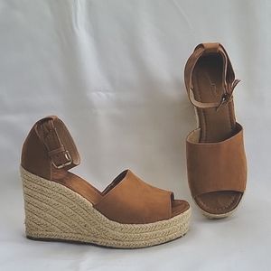 Tan Wedge Espadrille Sandals - Size 6 - Tan